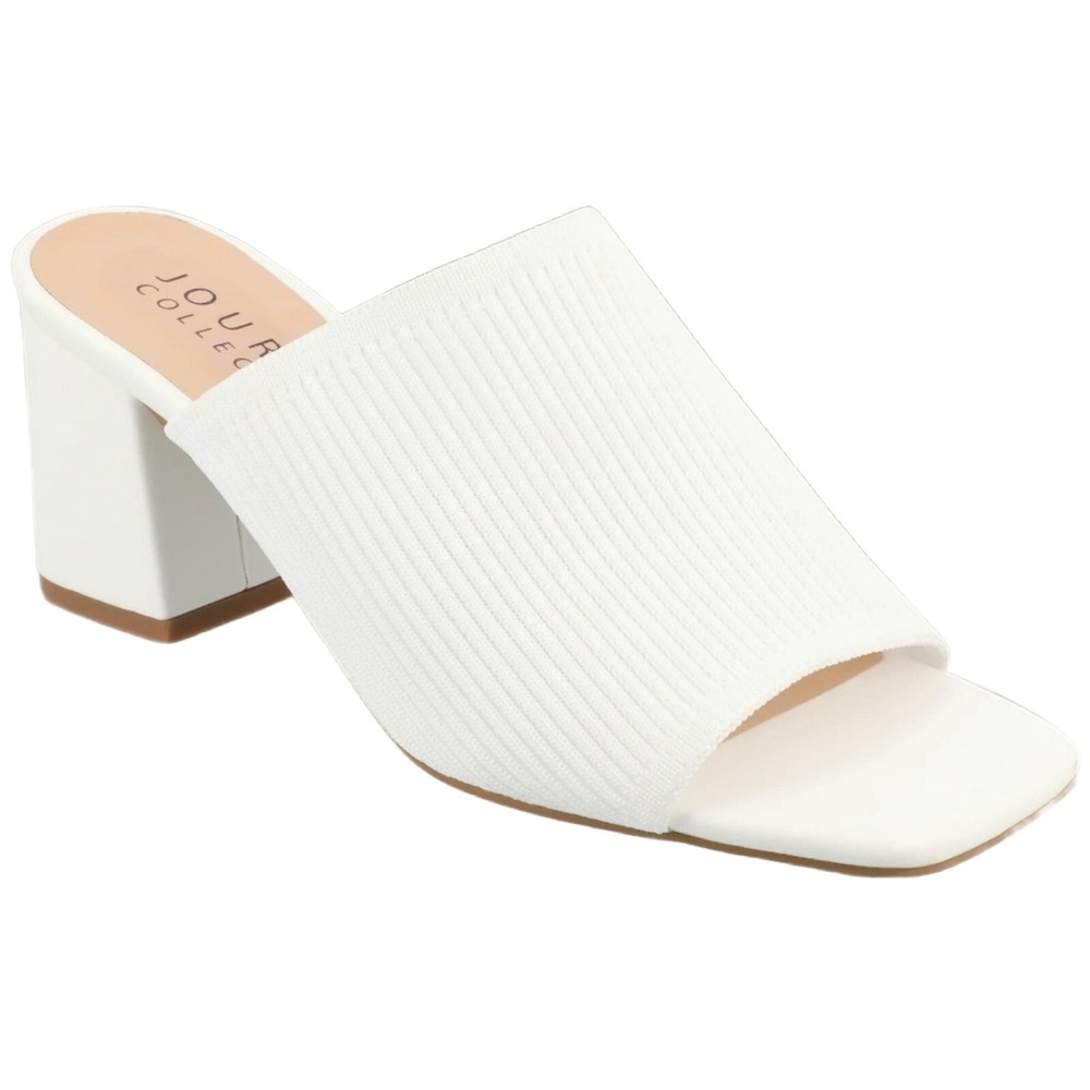 Elegant White Block Heel Mules by Journee | Size 9
